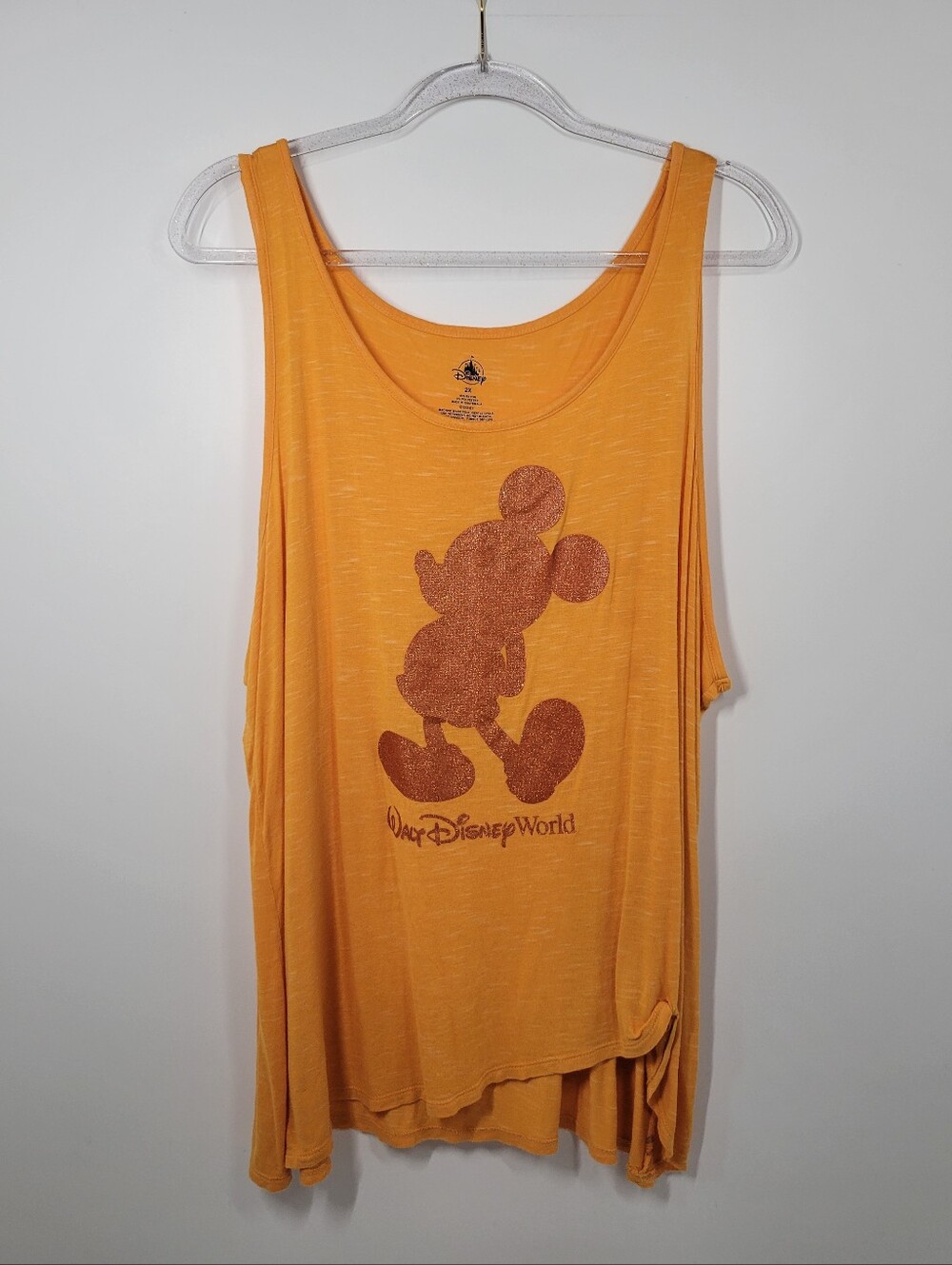 Disney Mickey Mouse Orange Glitter Tank Top Shirt Women Size 2X